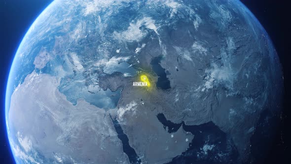Earh Zoom In Space To Armenia Country Alpha Output