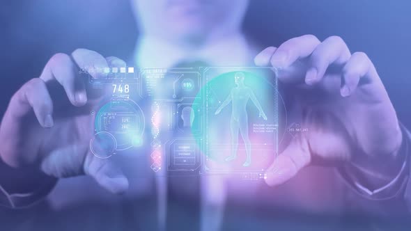 Panel Of The Gadget Of The Future With Data About A Person HD alt