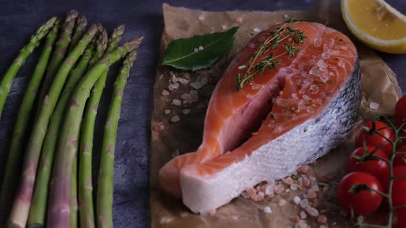 Atlantic salmon steak with ingredients alt