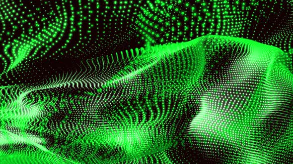 Abstract green colorful particle tech swirly line animation 4k background alt