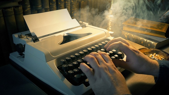 Man Smoking And Typing In Study - Novelist Concept, Stock Footage ...