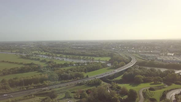 Highway interchange in a landscape 4K