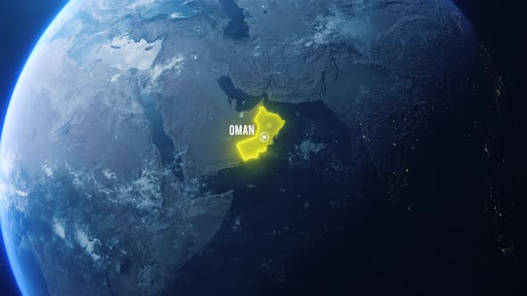 Earh Zoom In Space To Oman Country Alpha Output