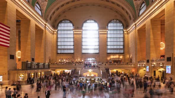 Timelapse of crowd in Grand central Station in Manhattan New York USA