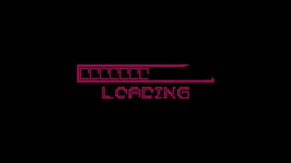 Loading bar downloading screen pixelated progress animation Loading in black background. alt