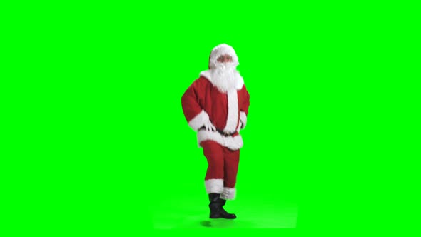 Merry Christmas. Dancing Santa Claus In Full Growth In Red Suit alt