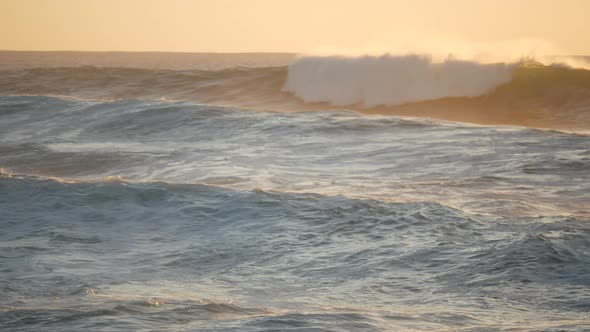 Atlantic Ocean Waves in Sunset Light on Fuerteventura 