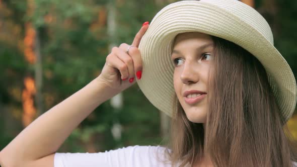 Beautiful girl posing in forest