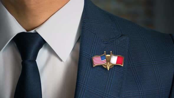 Businessman Friend Flags Pin United States Of America Malta alt