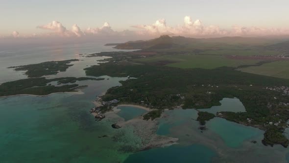 Aerial View of Coast Line of Mauritius Island alt