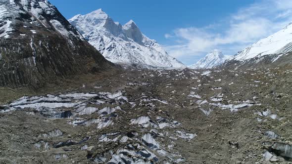 Origin of River Ganges Gaumukh Gangotri Glacier India. 