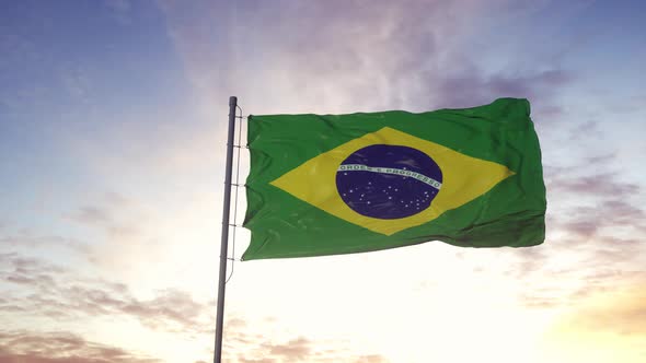 Flag of Brazil Waving in the Wind alt