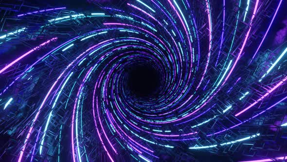Neon Time Space Warp Wormhole, Science Fiction Background