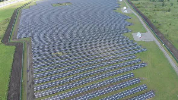 Ecology Solar Power Station Panels in the Green Fields Green