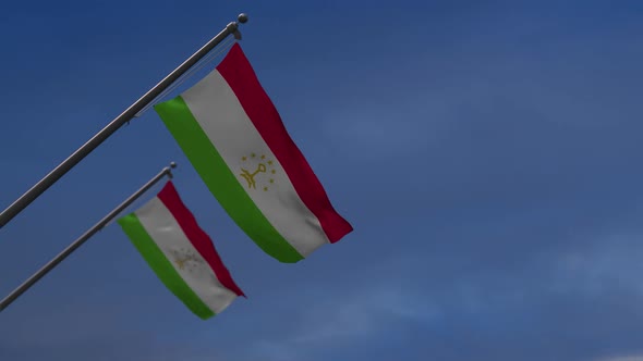 Tajikistan  Flags In The Blue Sky  -2K