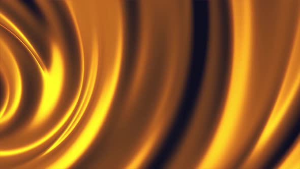 Abstract, soft, curved wide lines move in a circle in golden glowing alt