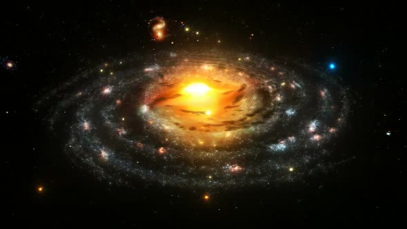 Representation of the Milky Way with globular clusters. Spiral Galaxy. Loopable. alt