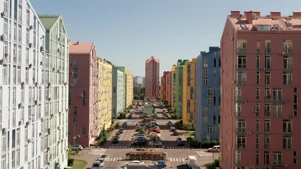 Flying Between Houses of Modern Smart City Block