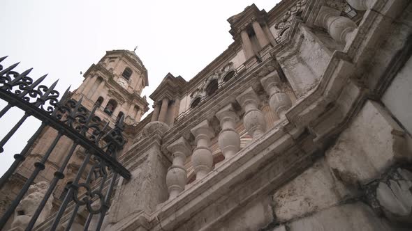 Low angle of the Malaga Cathedral alt