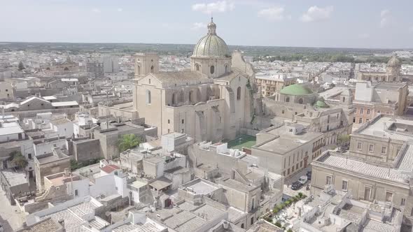 Aerial view of Basilica Santissimo Rosario catholic cathedral Francavilla Fontana cityscape Italy