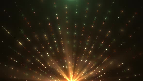 An abstract particle ray looping background fanned out in a radial pattern.