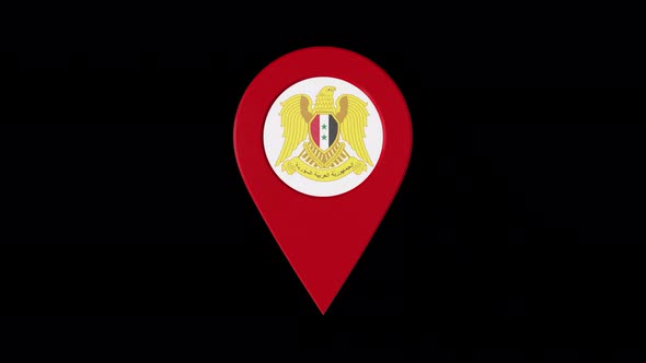 3D Rotating Pin Icon Animation With Syria Coat Of Arms  Alpha Channel 4K alt