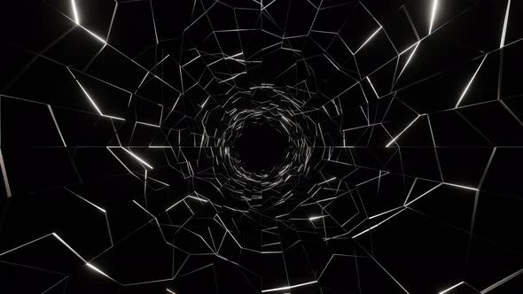 4K Flight in abstract sci-fi tunnel seamless loop. Futuristic motion graphics