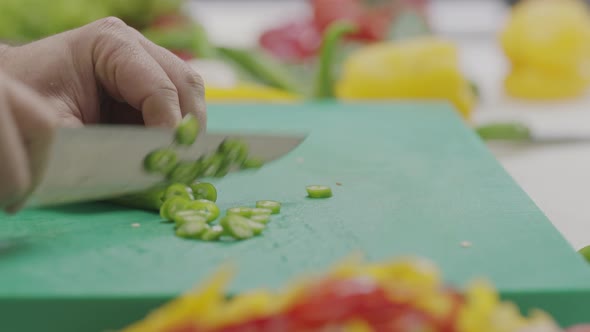 Chef Chopping Vegetables Slow Motion 16