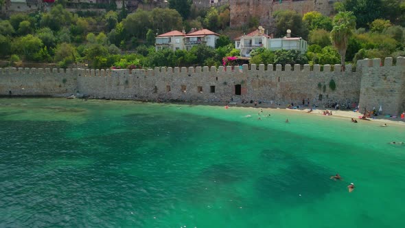 The Walls of the Fortress of Alanya in the Historical Part of the City on the Seashore alt