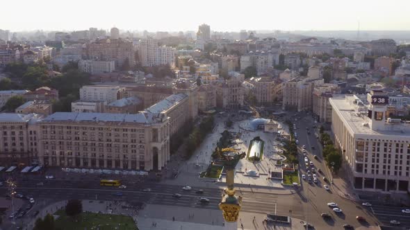 Aerial Top View of Independence Square in Kiev alt