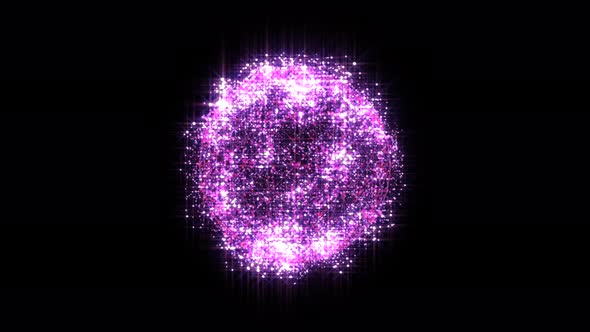 Animation Abstract Pink Energy Ball on Black Background
