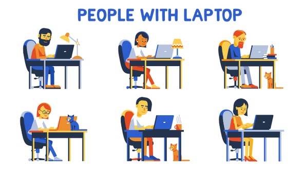 People Work With Laptop  Remotely