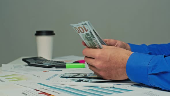 Unrecognizable Male Manager Man Count Money Cash alt