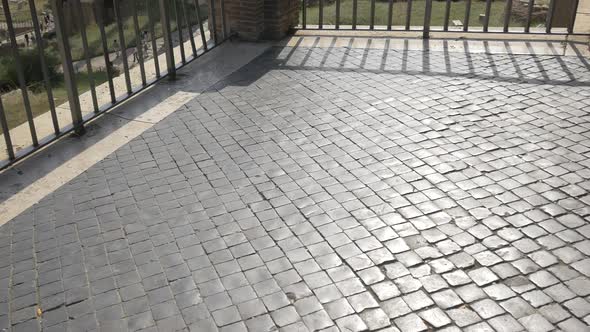 Cobblestone pavement near the Roman Forum in Rome alt