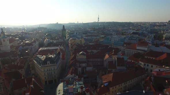 Aerial view of the old town of Prague