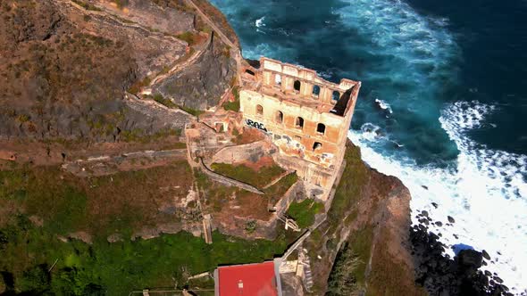 Drone view - Area of the Gordejuela ruins in Los Realejos Tenerife alt