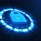 Blue security key with rotation circle technology abstract background Network security concept