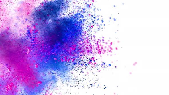 Super Slow Motion Shot of Color Powder Explosion Isolated on White Background at 1000Fps alt