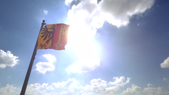 Geneva City Flag on a Flagpole V4 - 4K alt
