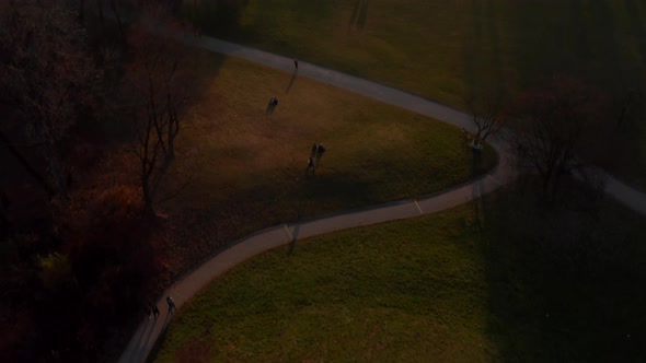 Scenic Aerial Birds Eye Overhead Top Down View Above The Monopteros in English Garden in Munich alt