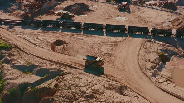 Aerial View Sand Quarry Industrial Extraction of Sand for Construction Industry alt