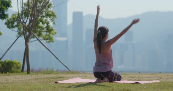 Woman do yoga at outdoor