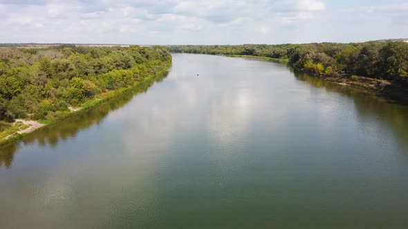 Flying Over a Large River on a Quadrocopter