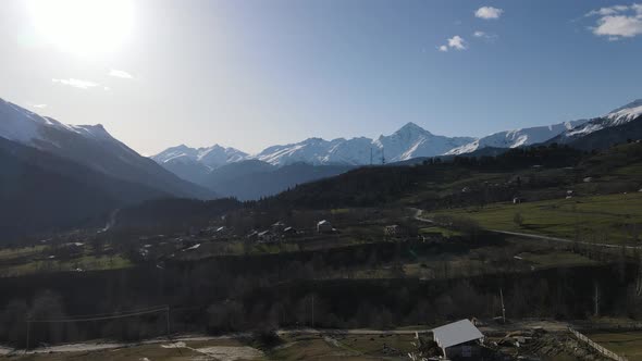 Europe nature, mountains in Georgia. Aerial drone shot of peaks in caucasus. alt