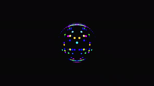 animated round shape of multicolor flashing lights, on a black background alt