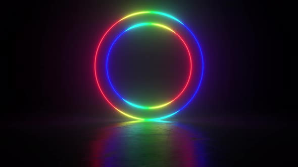 Circle stage multicolored neon light alt