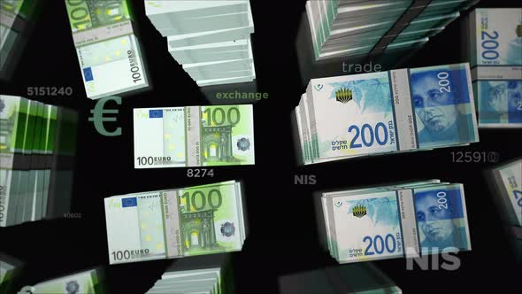 Euro and Israel Shekel money exchange loop alt