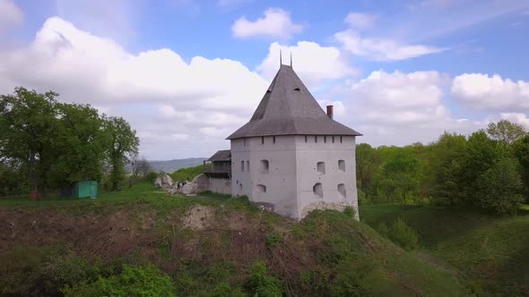 Aerial view of town of Halych, old Ukrainian capital in Ivano-Frankivsk region, Ukraine. alt