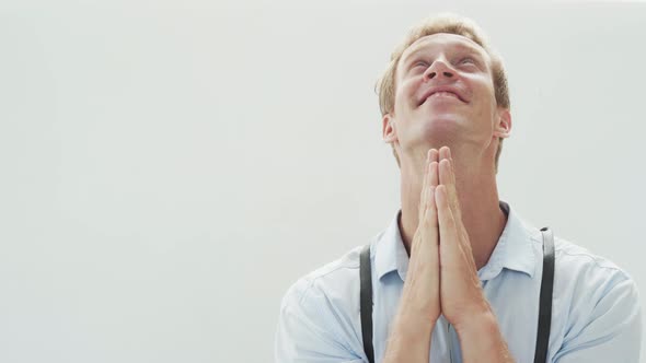 Portrait of Cute Man in Waiting of Some Event Hopes Something Will Come True alt