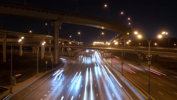 Light Trails of Moving Cars on a Modern Highway